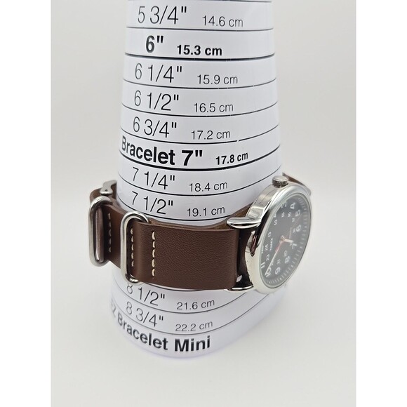 Timex Weekender TW2R63100 38mm Indiglo Military Watch Mens Brown Band New Batter - Picture 7 of 12